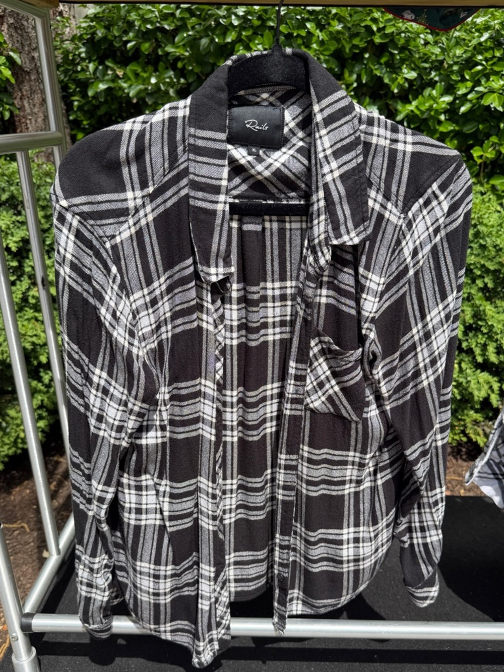 Rails Black White Plaid Button Down Shirt XL Super Soft